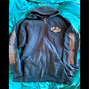 Oversized Black Harley-Davidson zip up Hoodie